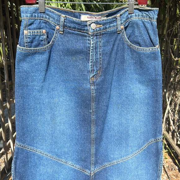 Paris Blues Dresses & Skirts - Denim Maxi Skirt stylish straight slits high waist belt loops 5 pockets vintage